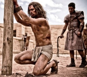 Jesus' (Diogo Morgado) brutal scourging (Casey Crafford / © 2013 LightWorkers Media & Hearst Productions)